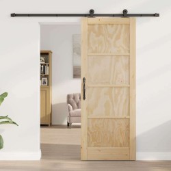 Porte coulissante avec quincaillerie 'ORKDAL'en bois massif de pin 