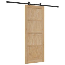 Porte coulissante avec quincaillerie 'ORKDAL'en bois massif de pin 