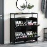 Armoire à chaussures avec 4 tiroirs basculants chêne noir 100x34x112 cm 