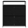 Armoire à chaussures avec 4 tiroirs basculants chêne noir 100x34x112 cm 