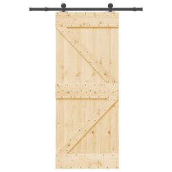 Porte coulissante et kit de quincaillerie 85x210 cm pin massif 