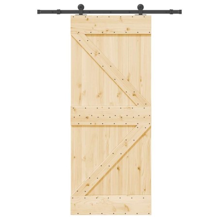 Porte coulissante et kit de quincaillerie 85x210 cm pin massif 