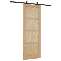 Porte coulissante avec quincaillerie 78x211 cm en bois massif de pin 