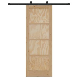 Porte coulissante avec quincaillerie 78x211 cm en bois massif de pin 