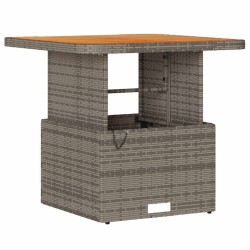 Ensemble de salle à manger de jardin 3 pièces avec coussins gris en poly rotin et acacia 