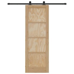 Porte coulissante avec ensemble de quincaillerie 73,5x211 cm Bois massif Pin 