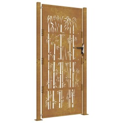 Portail de jardin 105x180 cm acier corten design de bambou 