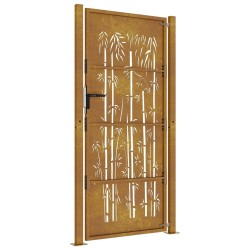 Portail de jardin 105x180 cm acier corten design de bambou 