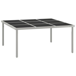Table de salle à manger de jardin 170x170x74,5cm Verre et acier 