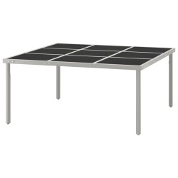 Table de salle à manger de jardin 170x170x74,5cm Verre et acier 