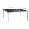 Table de salle à manger de jardin 170x170x74,5cm Verre et acier 