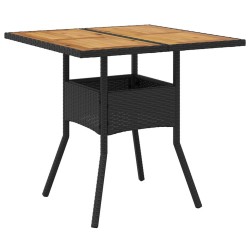 Ensemble de Salle à Manger de Jardin 3 Pièces avec Coussins Noir Poly Rattan 