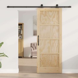 Porte Coulissante avec Quincaillerie 78x202 cm en Bois Massif de Pin 