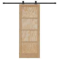 Porte Coulissante avec Quincaillerie 78x202 cm en Bois Massif de Pin 