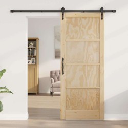 Porte Coulissante avec Ensemble de Matériel 83x202 cm Bois de Pin Massif 