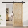 Porte Coulissante avec Ensemble de Matériel 83x202 cm Bois de Pin Massif 