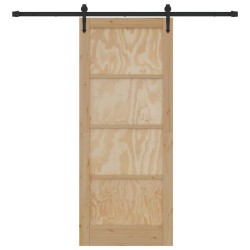 Porte Coulissante avec Ensemble de Matériel 83x202 cm Bois de Pin Massif 