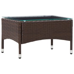 Table basse Marron 60x40x36 cm Résine tressée 