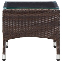 Table basse Marron 60x40x36 cm Résine tressée 
