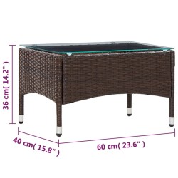 Table basse Marron 60x40x36 cm Résine tressée 