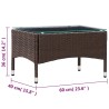 Table basse Marron 60x40x36 cm Résine tressée 