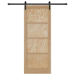 Porte coulissante avec quincaillerie 83x211 cm Bois massif Pin 