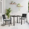 Ensemble de salle à manger de jardin 3 pièces avec coussins en poly rotin noir. 