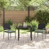 Ensemble de salle à manger de jardin 3 pièces avec coussins en poly rotin noir. 