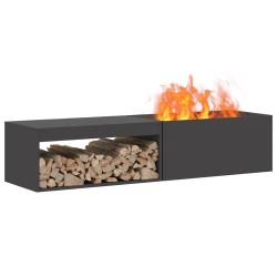 brasero avec rangement pour bûches Noir 160x45x35 cm Acier 