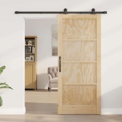 Porte coulissante avec kit matériel 86x198,5 cm en bois massif de pin 