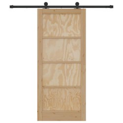 Porte coulissante avec kit matériel 86x198,5 cm en bois massif de pin 