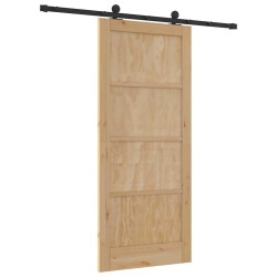 Porte coulissante avec kit matériel 86x198,5 cm en bois massif de pin 