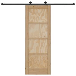 Porte coulissante avec ensemble de matériel ORKDAL en bois massif de pin 