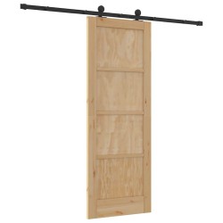 Porte coulissante avec ensemble de matériel ORKDAL en bois massif de pin 