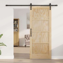 Porte coulissante avec matériel 83x202 cm en bois massif de pin 