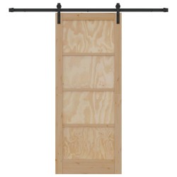 Porte coulissante avec matériel 83x202 cm en bois massif de pin 