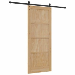 Porte coulissante avec matériel 83x202 cm en bois massif de pin 