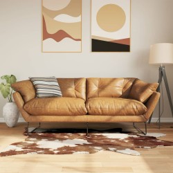 Tapis marron et blanc motif vache lavable antidérapant 