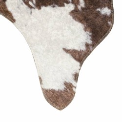 Tapis marron et blanc motif vache lavable antidérapant 