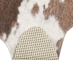 Tapis marron et blanc motif vache lavable antidérapant 