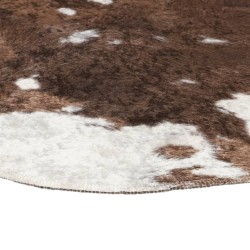 Tapis marron et blanc motif vache lavable antidérapant 