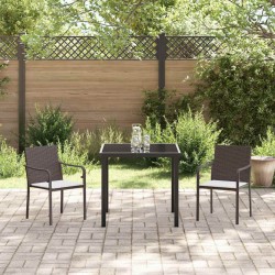 Ensemble de jardin 3 pièces avec coussins en poly rotin marron. 