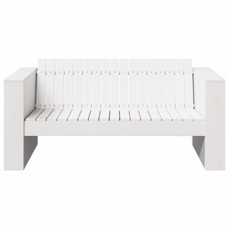 Canapé de jardin 2 places 134x60x62 cm blanc en bois massif de pin 