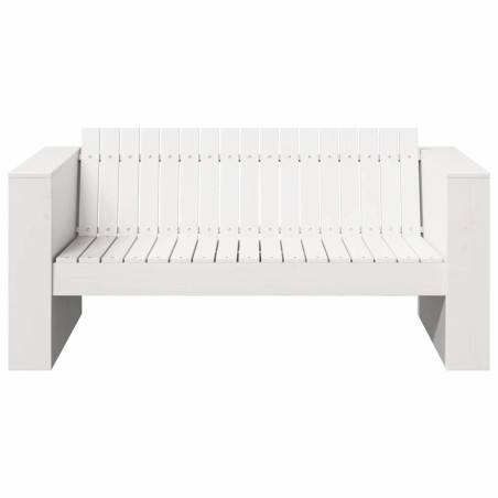 Canapé de jardin 2 places 134x60x62 cm blanc en bois massif de pin 
