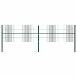 Panneau de clôture avec poteaux Fer 3,4 x 0,8 m Vert 