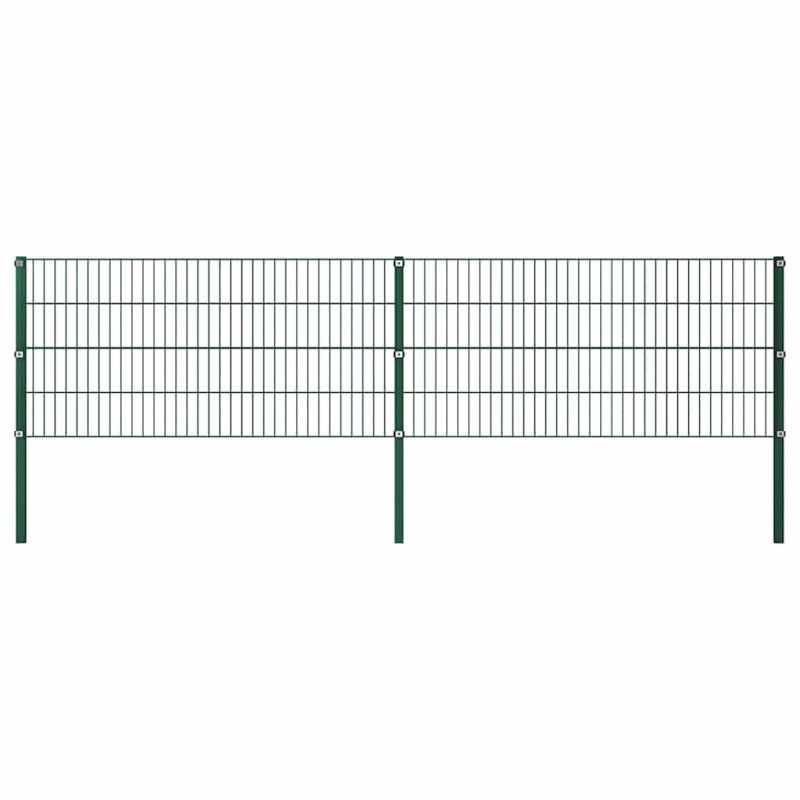 Panneau de clôture avec poteaux Fer 3,4 x 0,8 m Vert 