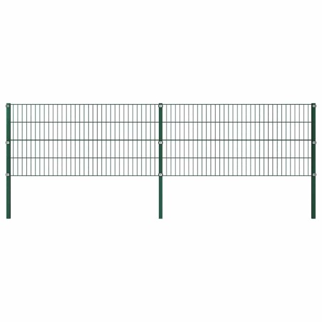Panneau de clôture avec poteaux Fer 3,4 x 0,8 m Vert 