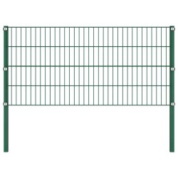 Panneau de clôture avec poteaux Fer 3,4 x 0,8 m Vert 