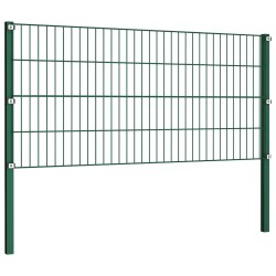 Panneau de clôture avec poteaux Fer 3,4 x 0,8 m Vert 
