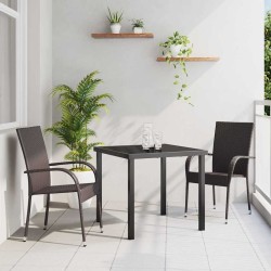 Ensemble de salle à manger pour jardin 3 pcs Marron Rotin PE 